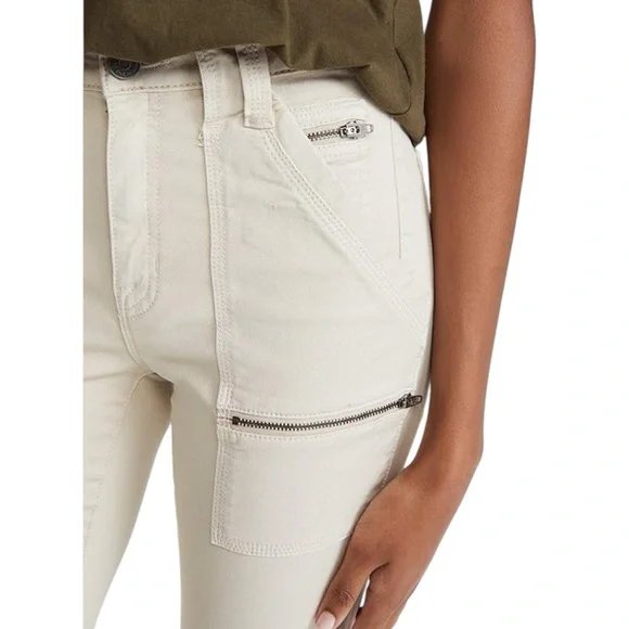 Joie High Rise Park Skinny Women's Cream Zippered Jeans in Peyote Premium Denim - Picture 6 of 13
